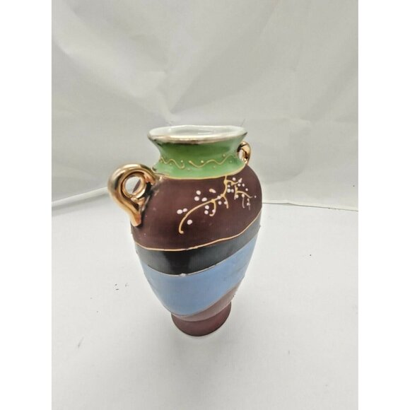 Hand Painted Moriage Miniature Two Handled Jug Bird & Floral Japan 5" - Picture 3 of 11